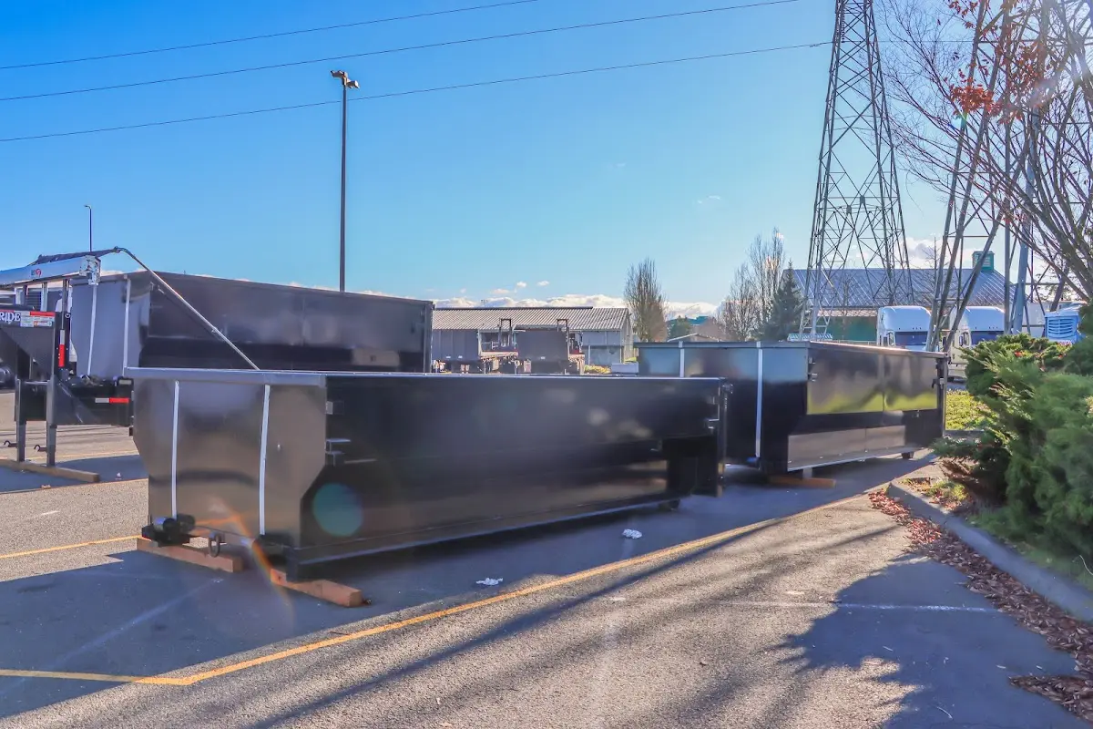 Roll-off dumpster ready for waste disposal at job site for Construction Dumpster Rental in Bergenfield